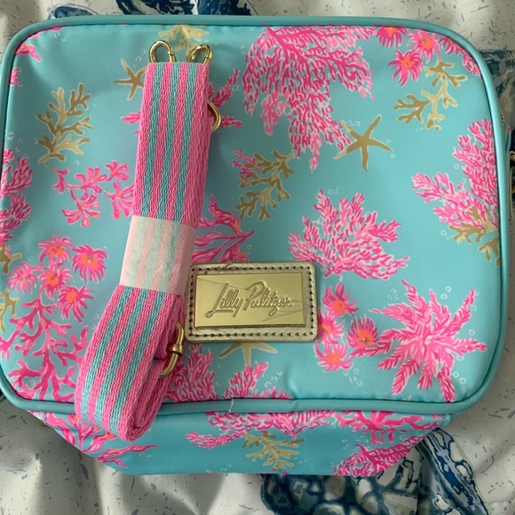 NWT Lilly Pulitzer Turquoise and Pink Insulated lunch bag - Picture 3 of 5
